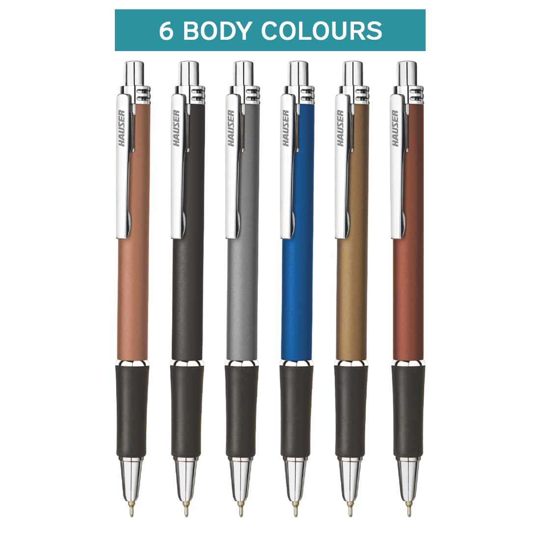 Hauser Trent Retractable Ball Pen Box Pack 0 7 mm Tip Size Slim Clip Design With Chrome Plated — view 5