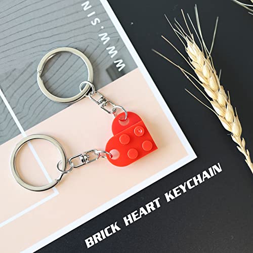 Meyerascal Red Heart Keychain Set For Couples, Brick Heart Keychain For Boyfriend Girlfriend, 2 Pcs Matching Heart Colorful Keychains.(Red) #TOP2