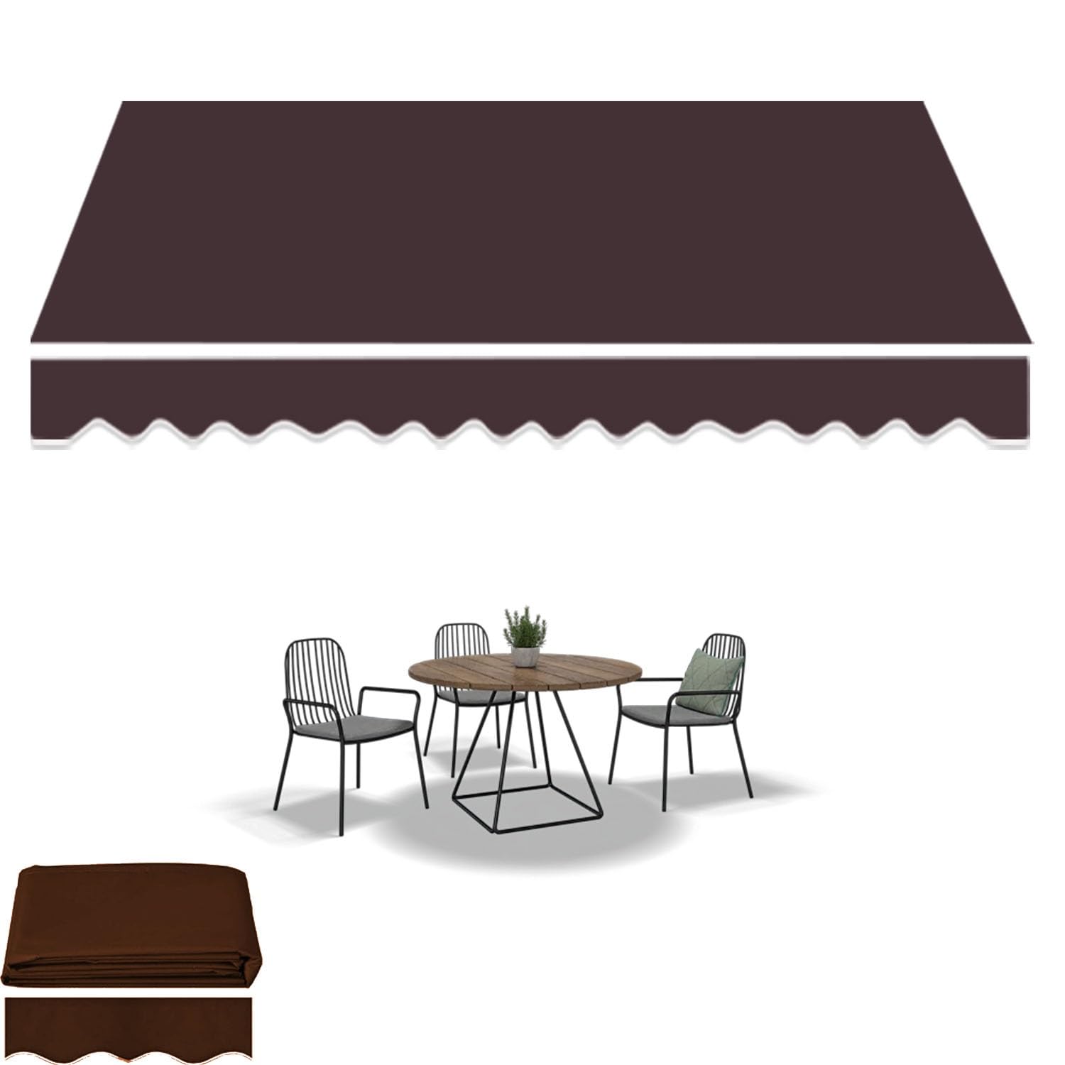 Wysuwana zamiennik tkaniny markizy - płótno przeciwsłoneczne do patio, na taras, do ogrodu - dostępne w rozmiarach 25 x 3,0 m (kawowe, 5 x 3,0 m)