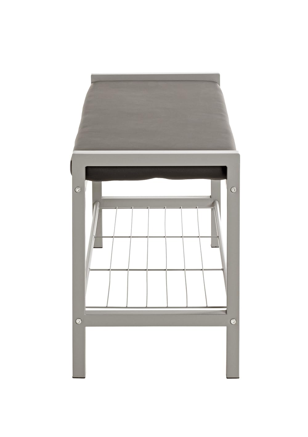 HAKU Panca per scarpe alu, nero, Finta pelle, metallo - Dim. L 80 cm x A 48 cm x P 32 cm, Stile Moderno