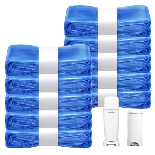 Image of Compatible with Diaper Genie Pails Diaper Pail Refills | 10 Pack Continuous Long-Roll Lemon-Scent Refills | Leak-Resistant Odor-Blocking Diaper Disposal Bags | Easy Cut & Tie System