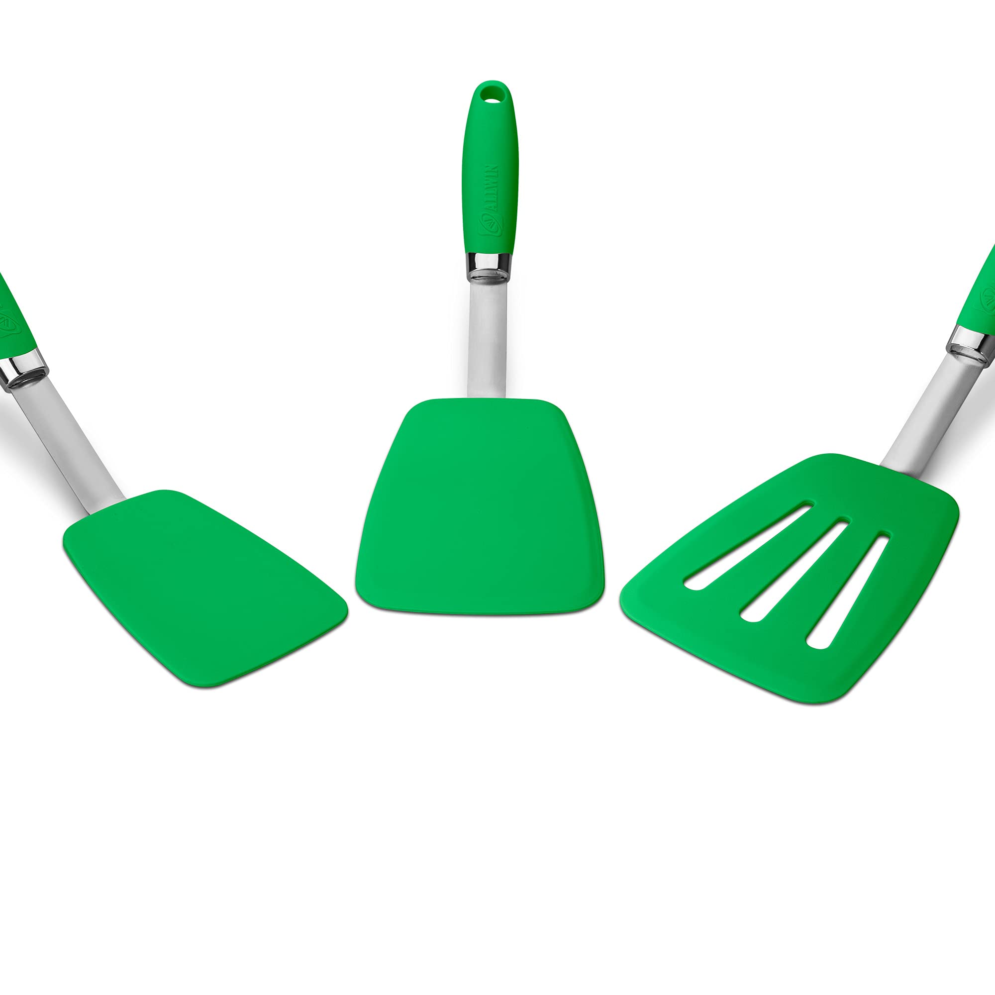 Set di spatole in silicone, igieniche, resistenti al calore, antiaderenti, flessibili in silicone, verde erba
