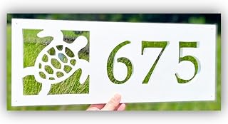 30+ Design Choices/Horizontal Sea Turtle Address Sign, Weatherproof Beach House Address Plaque, Coastal House Numbers, Exterior Nautical Home Decor