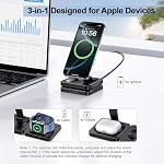 3 en 1 Chargeur sans fil, 15W Station de recharge sans fil magnétique rapide Compatible avec Mag-Safe Charge pour iPhone 16 Pro Max/16 Pro/16/15/14/13/12 Series,AirPods,Montre Apple Series,noir