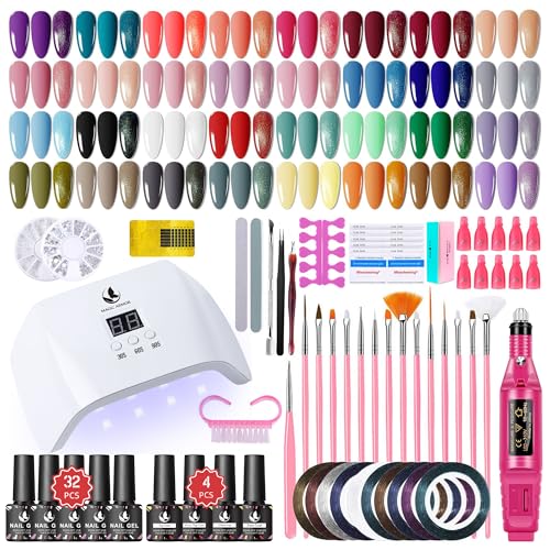 89Pcs Gel Nail Polish Kit with UV Light and Nail Drill Starter Ki...