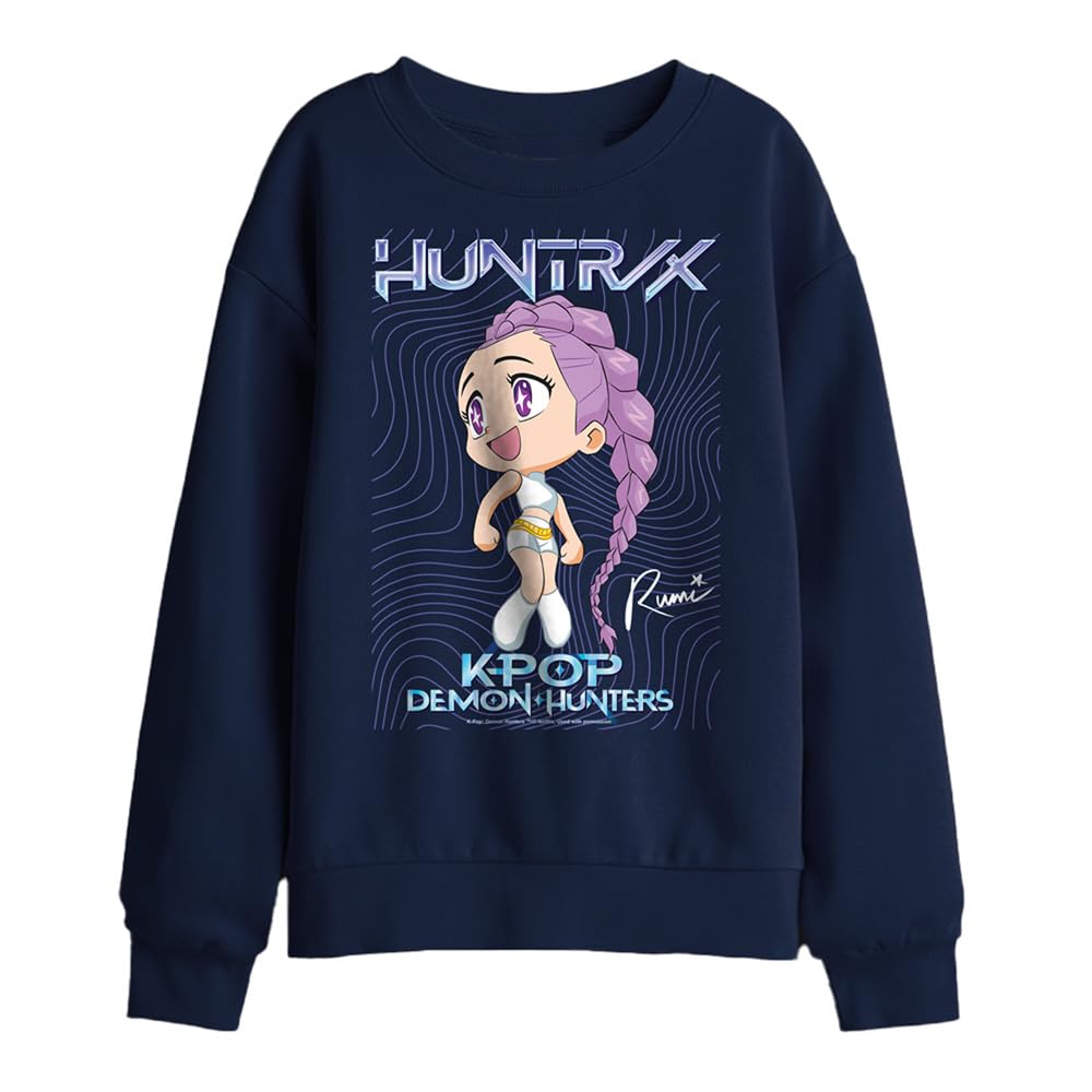 Netflix Kids Sweatshirt - Kpop Demon Hunters Rumi Poster - Navy - 7-8 Years