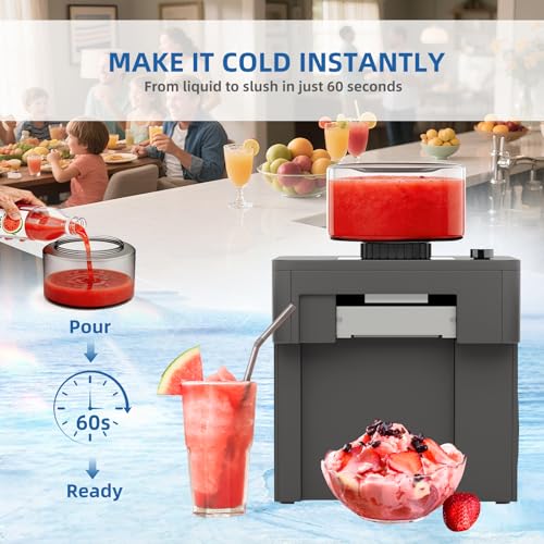 Image of Shaved Ice Machine and Snow Cone Maker, 60 Second Quick Start Slushie Machine for Home, No Ice or Pre Freezing, 15 Texture Levels, Quiet Self Cleaning Frozen Drink Maker