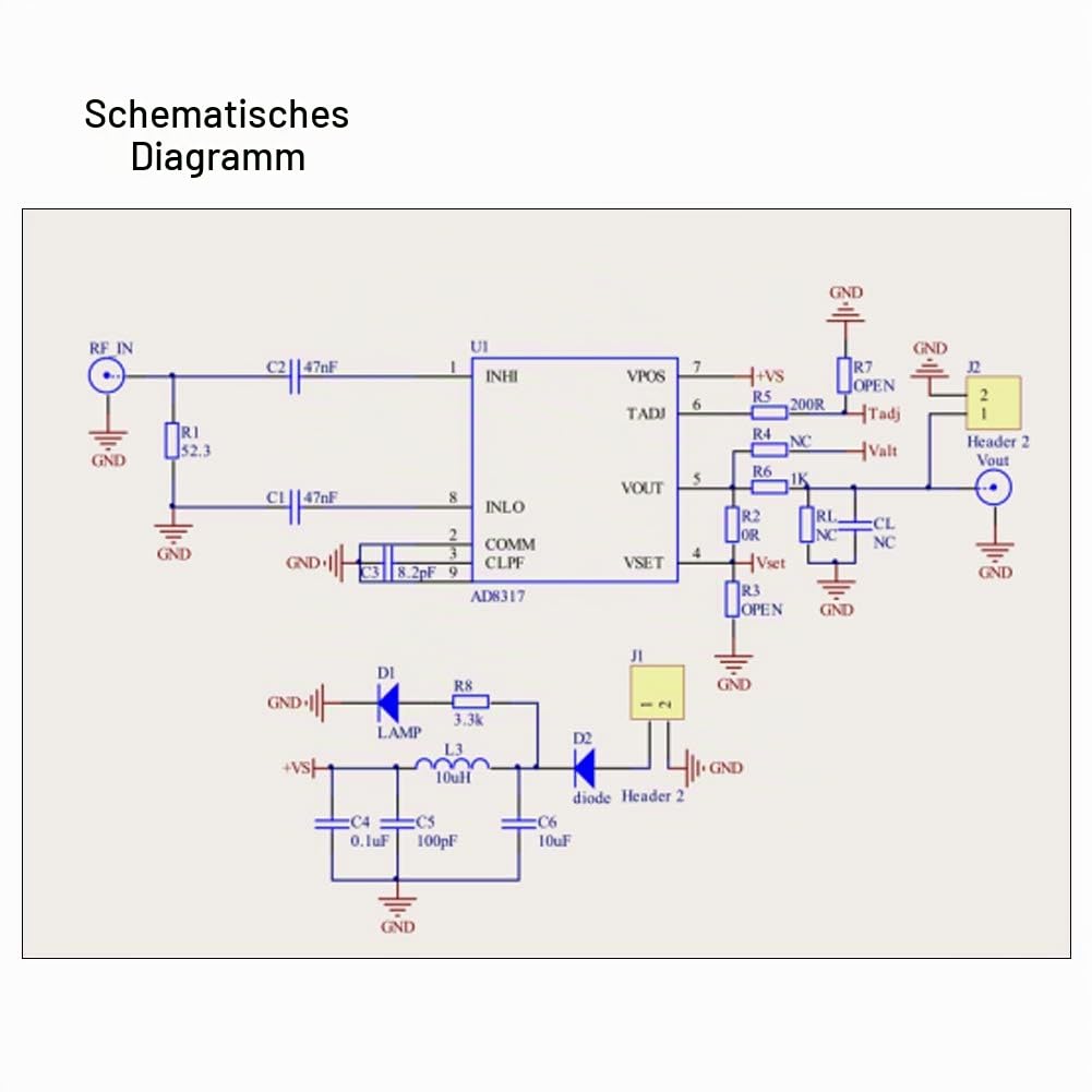 Hilitand AD8317 1M-10GHz 60dB RF Power Meter Logarithmischer Detektor Controller für Verstärker, Signalerkennung, Strommessung Umgebungsfeld