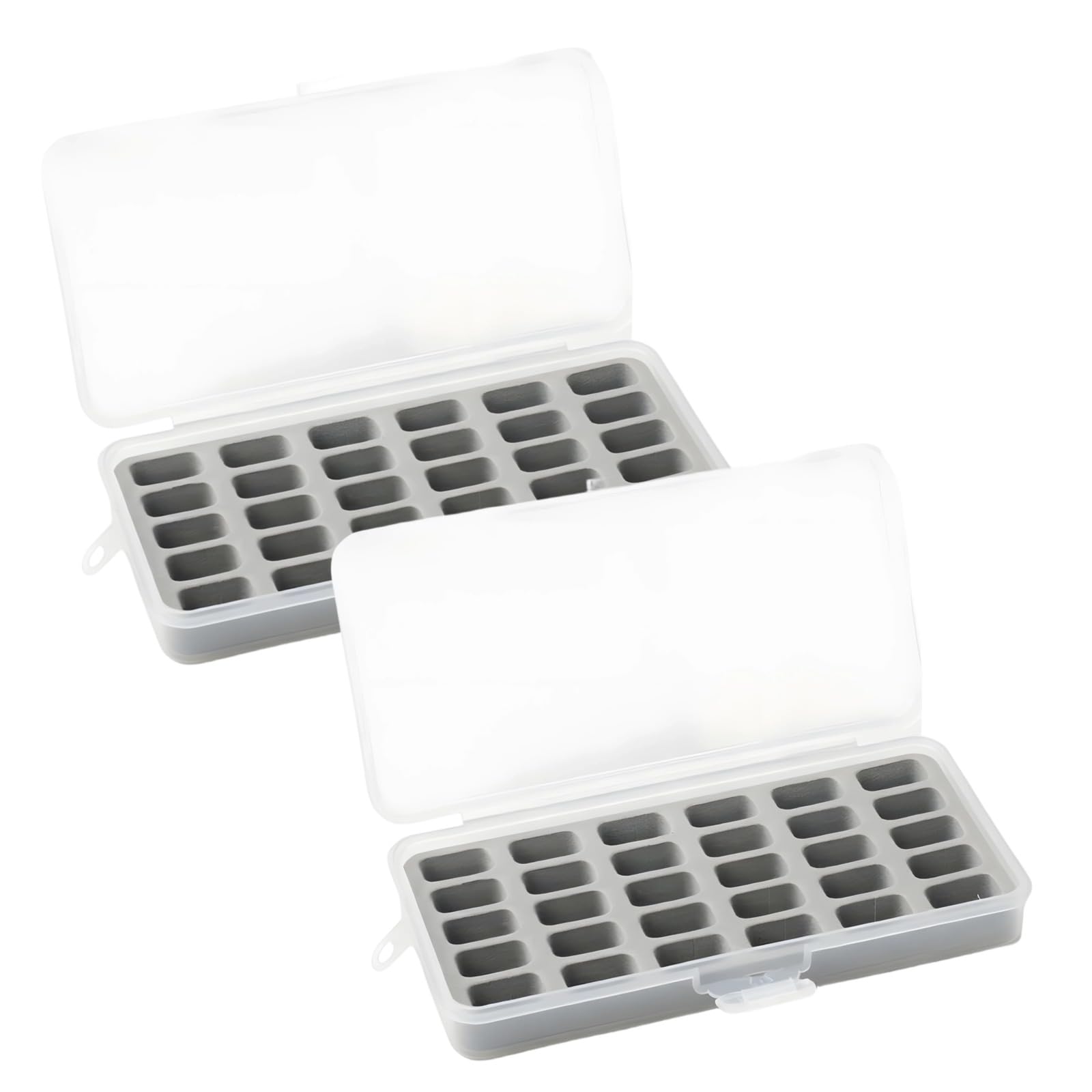 Organizador de hilos con 2 cajas de bobinas de plástico ABS y tapa transparente de 30 rejillas