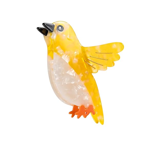 Decorative Bird Hair Clip Personalized Yellow Canary Design Acetate Material Safe & Textured Hair Accessory for Women Girls Gift