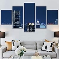 SIGNWIN 5 Panel Canvas Wall Art City Illuminations for Home Decorations Ready to Hang - 60