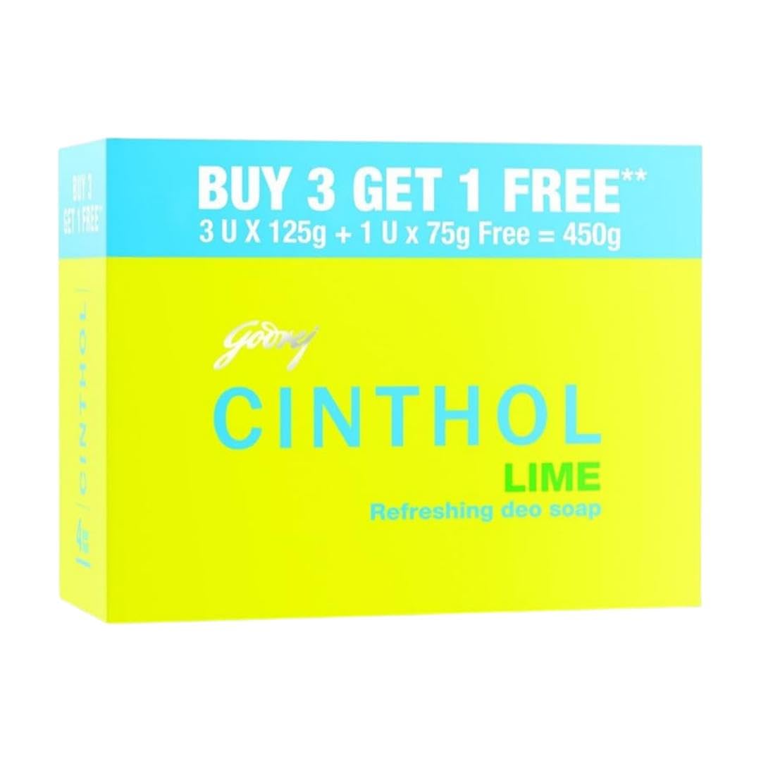 Cinthol Lime Bath Soap – 99.9% Germ Protection, 125g (Pack of 3) + 75g FREE