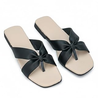 VERMIGO Women Flats Sandals | Size 9 | Comfortable Slip-On Casual Daily Wear Flats | FIGO-BLACK