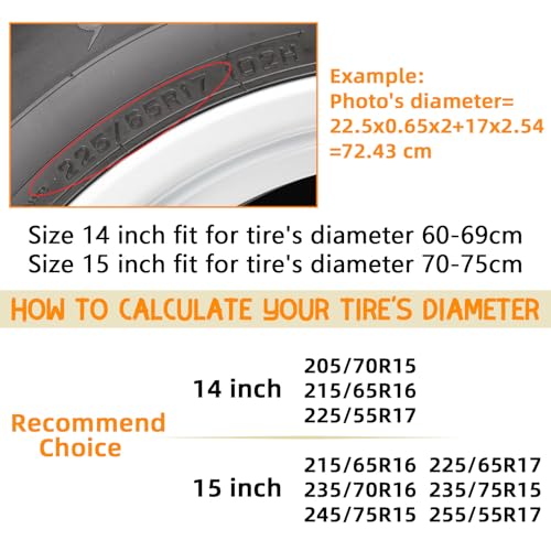 Image of Bilisin Spare Tire Wheel Cover for Trailers Jeep SUV Truck Travel 14 Inches
