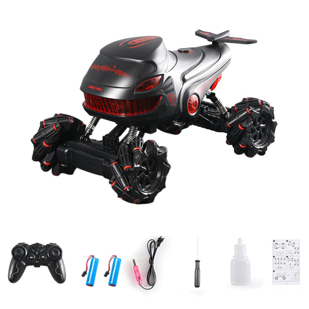 Domary Auto Telecomandata Auto RC Giocattolo Telecomandata per Bambini Veicolo Telecomandato per Bambini Giocattolo 2.4GHz 4WD 360 Rotante Spray Luce Suono (2 Batteria)