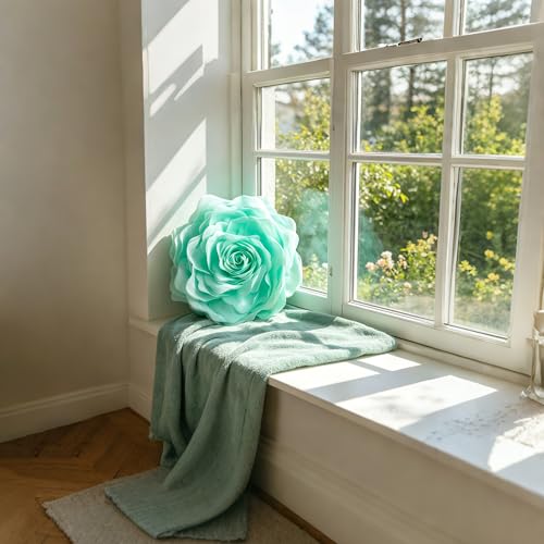 Image of JWH Summer Flower Throw Pillow Covers, Bean Green, 14 Inch