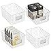 mDesign Cajas multiusos de metal – Caja organizadora multifunción para cocina, despensa, etc. – Cesta de almacenaje de alambre, compacta y universal – Juego de 4 – blanco