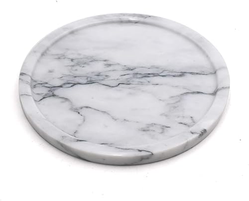 Miniatura 8 de Bandeja decorativa circular de piedra de mármol para mostrador, tocador, mesita de noche o escritorio, diámetro de 5-12 pulgadas