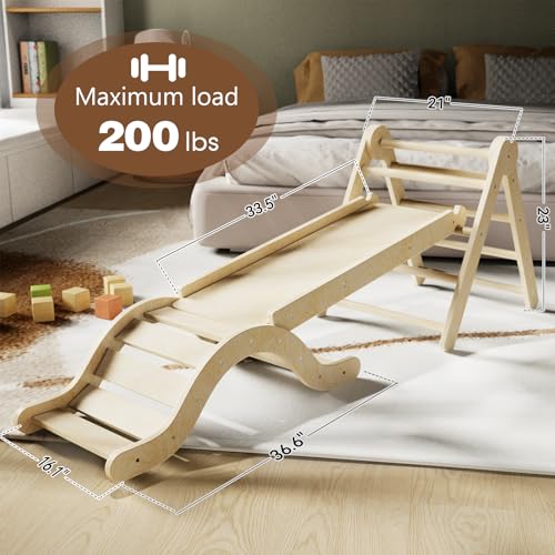 image for doowroodni Pikler Triangle Set 7in1 Toddler Climbing Toys Indoor Folda