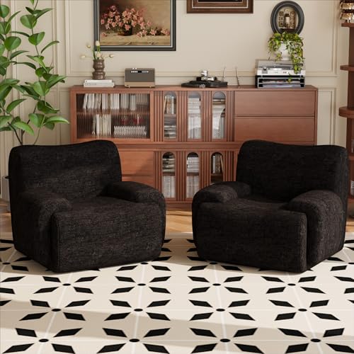 Sillón Plegable Chenille Negro miniatura 1