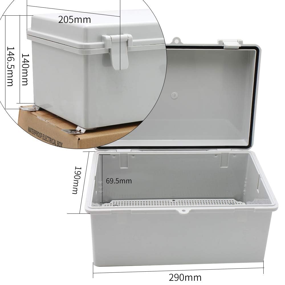 MAKERELE Impermeabile Elettronico FAI DA TE Progetti Box Cavo Esterno Con Staffa A Parete 11.4 "7.5" 5.5" (290190140mm) IP65 Esterno Scatola Elettrica In Plastica ABS Con 2 NPT 1/2" Ghiandole