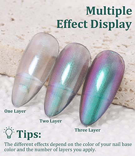 Douborq Sparkling Chrome Nail Polish,15Ml/0.52Fl Oz Holographic Chameleon Nail Polish Long-Lasting Shimmer And Iridescent Effect #TOP4