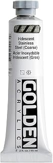 Heavy Body Acrylics by GOLDEN, Iridescent Stainless Steel (Coarse), 2 fl. oz. Tube, Professional Acrylic Paint, Semi-Transparent