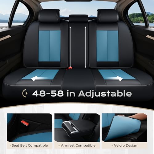 Image of Coverado Car Seat Covers Full Set, Car Seat Protector Waterproof, Nappa Leather Car Seat Cushion, Seat Covers for Cars, Front Seats and Back Universal Fit for Most Cars