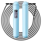 ACHDOFITS Smart Jump Rope with Calorie Counter - Adjustable Speed Jump Ropes for Home Workouts, Get Fit & Burn Calories for Adults and Teens (Blue)