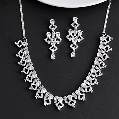 Voylla Cluster Setting Zircons Plated Jewellery Set