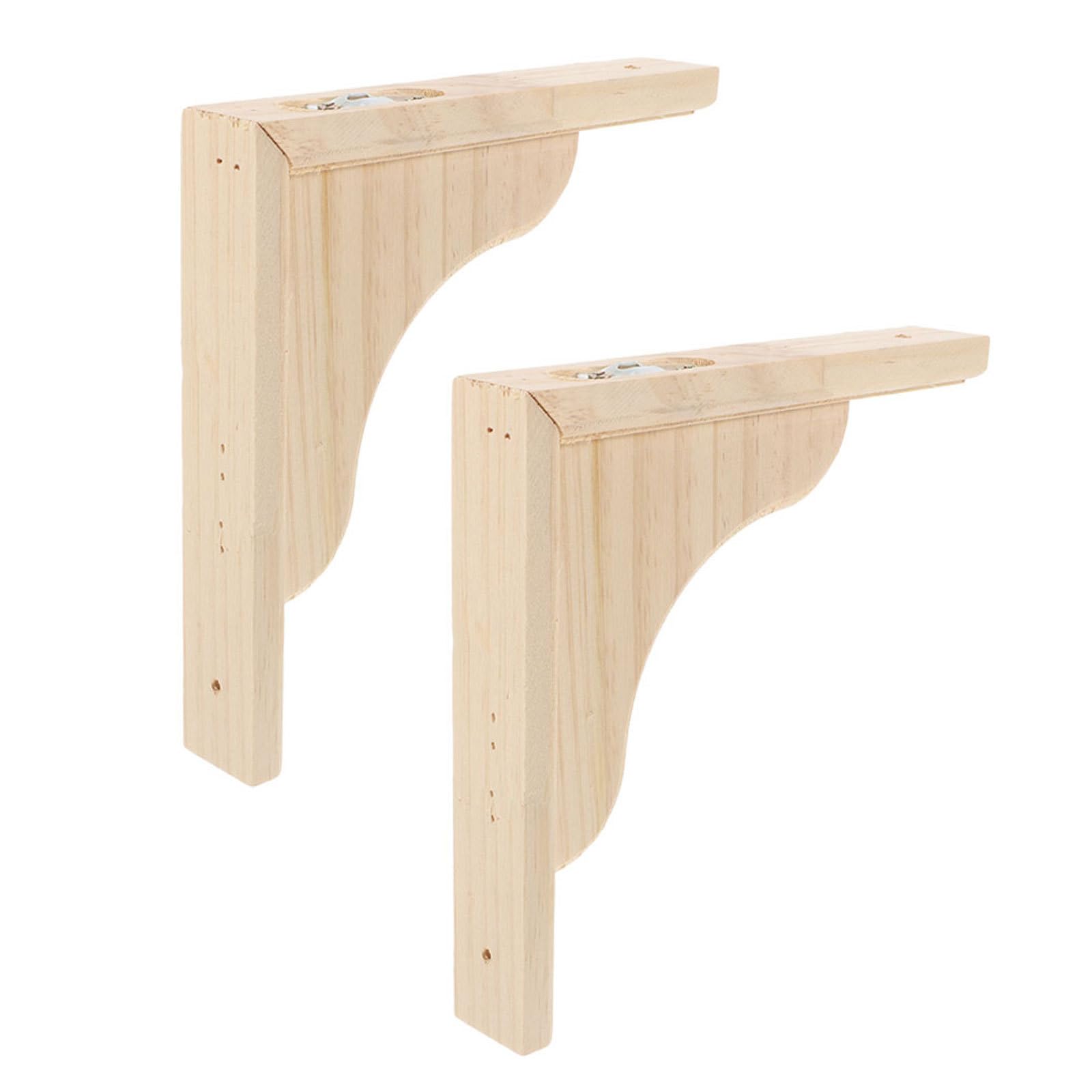 Support étagère mural en bois triangle x2 pour rangement cuisine et salon naturel