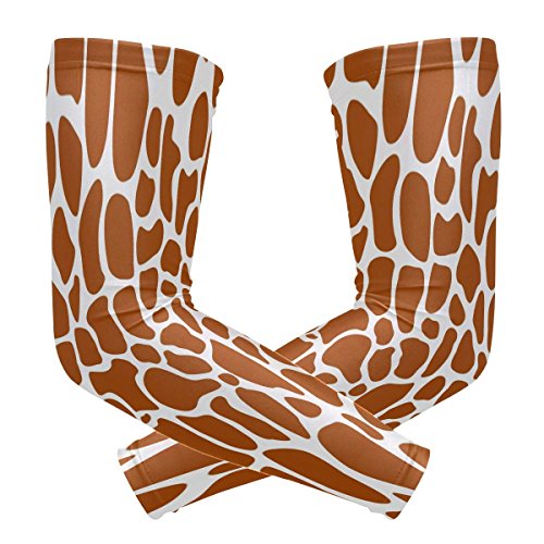 ZZKKO Giraffe Print Cooling Arm Sleeves Cover Uv Sun Protection for Men Women Running Golf Cycling Arm Warmer Sleeves 1 Pair