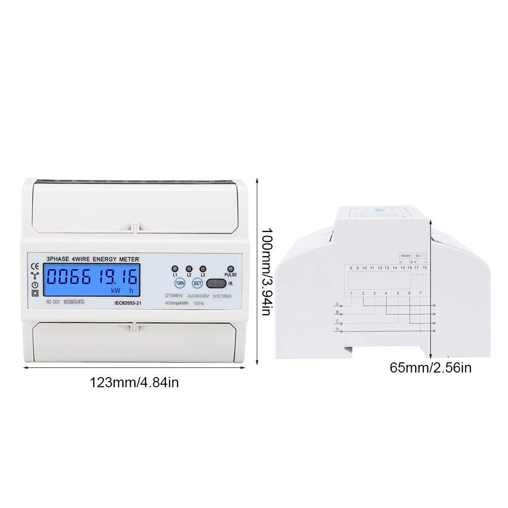 DTS6619-016 3-fazowy, 4-przewodowy licznik energii, 380 V, 7P, elektryczny licznik kWh, cyfrowy miernik mocy z wyświetlaczem LCD z podświetleniem