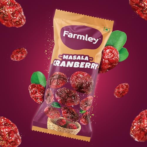 Image of Farmley Cranberry I Dried Fruit, Berries, High Nutrient And Antioxidant No Added Preservatives (Cranberry-18 g (Pack of 1), Masala Cranbery)
