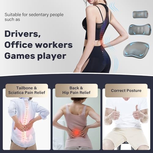 Image of Coverado Seat Cushion and Lumbar Support Pillow for Driving Seat, Neck Headrest Pillow with Adjustable Strap, Soft and Breathable PU Leather, High Density Memory Foam for Neck & Lower Back Pain Relief