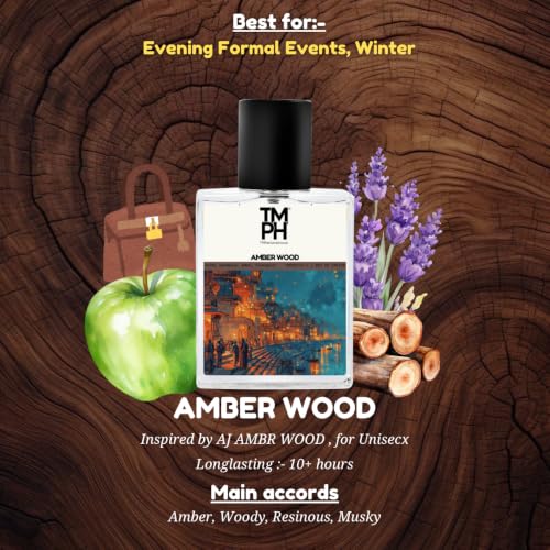 Image of TMPerfumehouse Amber wood EDP for Men & Women | Rich, Woody & Long Lasting Perfume Spray | Woody, Amber & Warmspicy Fragrance | Luxury Gift for Him & Her | TMPH | 50ml