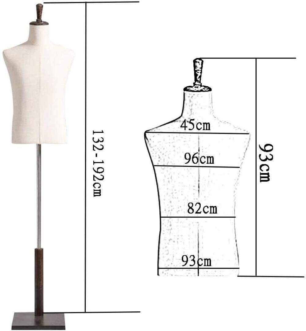 Maniquí Cuerpo Torso Forma de Vestido Masculino trípode Desmontable Soporte sastres maniquí 132-192 cm con Zapatero(Yellow-c)