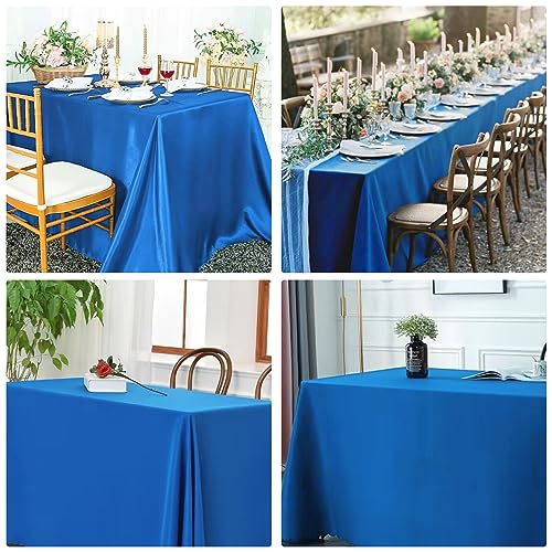 Image of 4 Pack Rectangle Tablecloth 60x126 Inch Blue Washable Polyester Table Cover for Wedding Dining Table Buffet Parties Banquet Decoration(Blue)