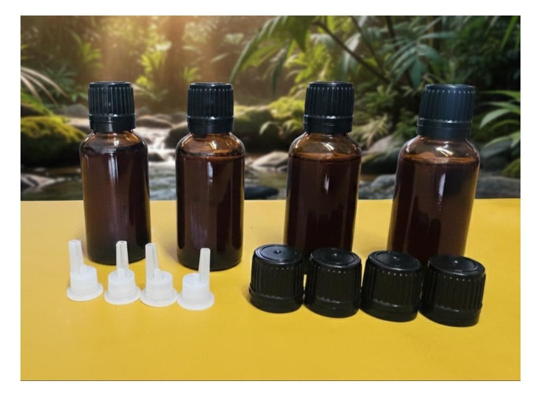 Glass Bottle 30ml, Empty bottle with Leak Proof Euro Dropper & Black Cap, For Oils, essences, extracts, Perfumes, medicines etc (Thick Glass) (Amber) (3)-image-0