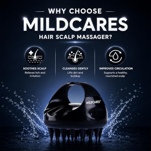 Image of MILDCARE Jumbo Scalp Massager Brush (Black) | Soft Silicone Shampoo Brush for Deep Scalp Cleaning, Gentle Exfoliation & Relaxing Head Massage | Hair Oil Massage & Dandruff Care | Wet & Dry Use Enhanced Hairwash | For Men & Women