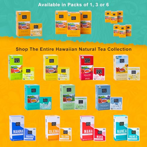 Image of Hawaiian Natural Tea Organic Mango Peach Green & Black Tea Bags, 120 Count | USDA Organic - 100% Plastic-Free - Perfect Hot or Iced - Low Caffeine - Non-GMO, Gluten-Free, Keto, Vegan, Kosher