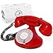 Produktbild Opis FunkyFon Cable : Das Nostalgie Retro Telefon mit Wählscheibe - Nachbau von klassischem Vintage Wählscheibentelefon im geschwungenem 1920er Stil mit elektronischer Klingel (rot)