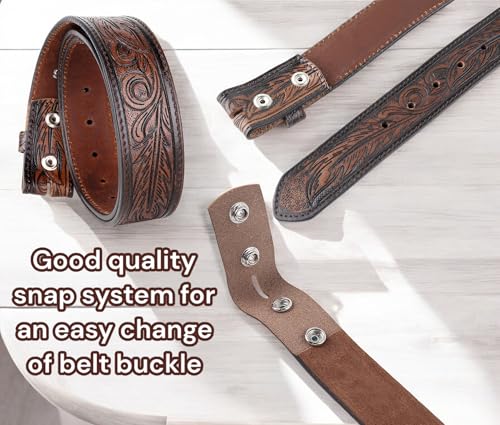 Image of F&L CLASSIC Western Belt without buckle for men - Full Grain Leather Cowboy Belts for jeans - One Piece Leather strap belt
