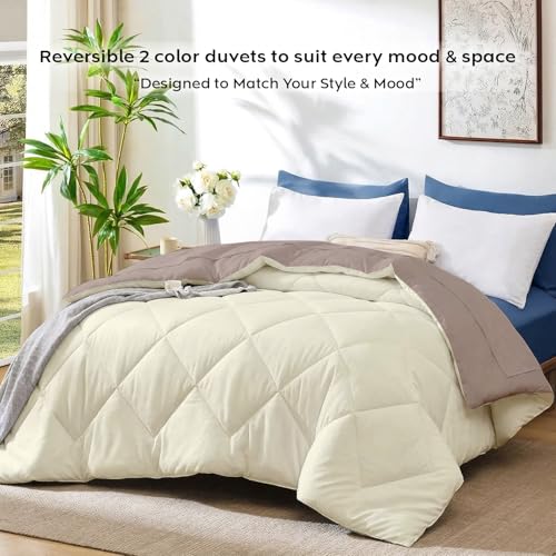 Image of AYKA Reversible AC Comforter 150 GSM Lightweight Microfiber Summer Blanket for Single Bed (60x90 Inches) | Soft Cooling Quilt, Breathable All Season Duvet for AC Room | Taupe & Cream