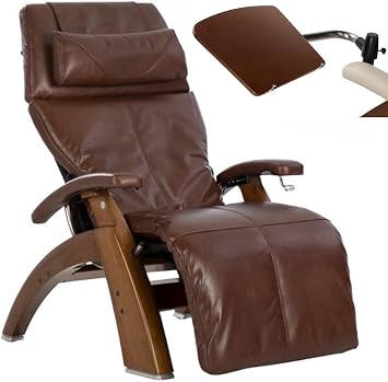 Human Touch PC-420 Manual Zero Gravity Perfect Chair Recliner Performance Upholstery Package Walnut + Laptop Desk - Oak Premium Leather