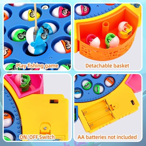 Elektrische Angelspiel,Fische Angeln Spiele Spielzeug,Angelspiel Fische Angeln Spiele Spielzeug mit 45 Fischen und 4 Angelruten,Kinder Lernspielzeug Geschenke für 3+ Jahre Jungen und Mädchen