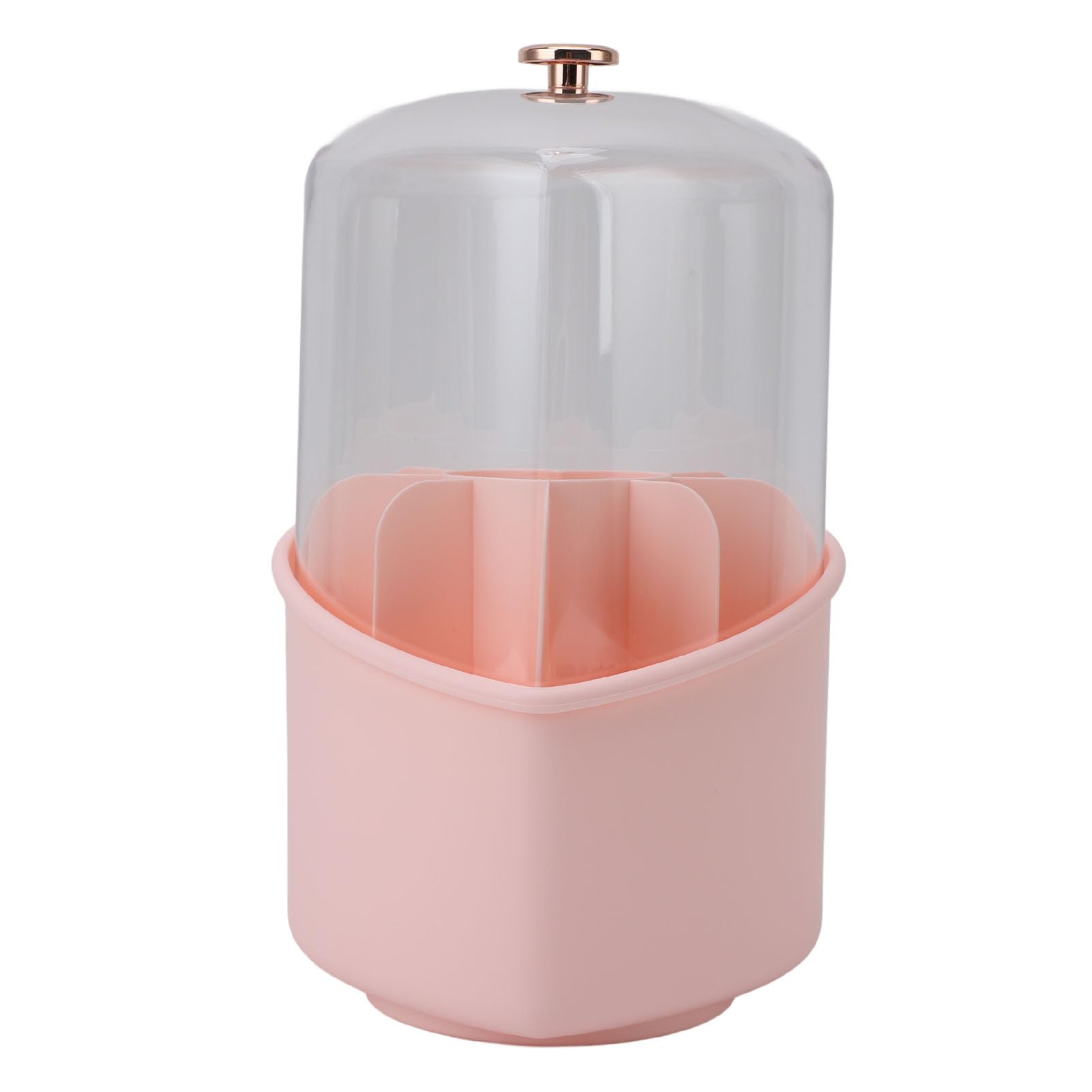 Jelquix Makeup Brushes Holder Organizer, Rotating Cosmetics Holders Organizer with 8Pcs Makeup Brushes & Clear Lid, Ideal for Vanity, Desktop & Bathroom (Pink Case)