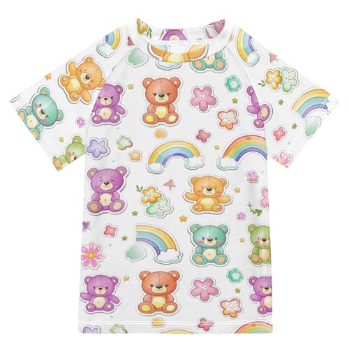 ALAZA Kids Rash Guard Boys Toddler Swim Shirts Short Sleeve Cartoon Animals UPF 50+ 3T