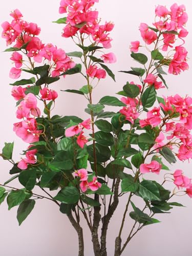 Image of Artificial Bougainvillea Flowers Plants with Pot for Interior Decor /Home Decor /Office Decor (110 cm Tall, Pink)