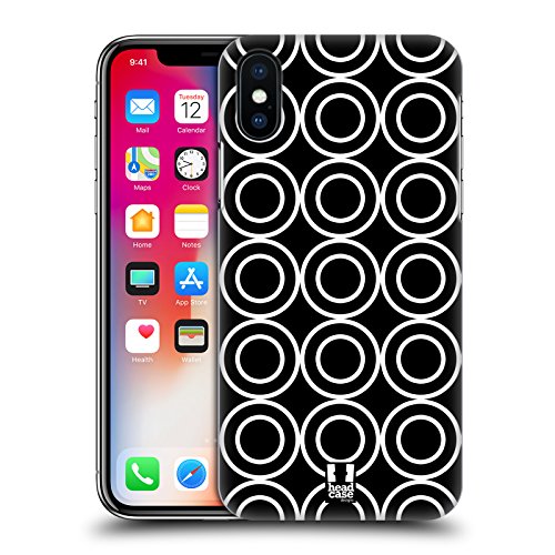 Coque dure Apple iPhone X / XS avec motifs doubles cercles noir et blanc